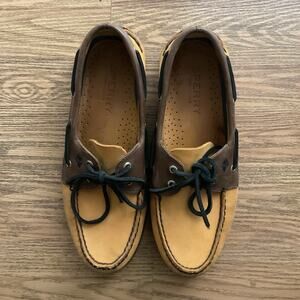 Sperry Top-Siders Men’s Size 10M Custom Two-Tone Brown Leather Boat Shoes 614221